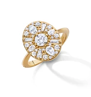 "Points North" Diamond Ring with Round, Baguette and Pear Shape Diamonds