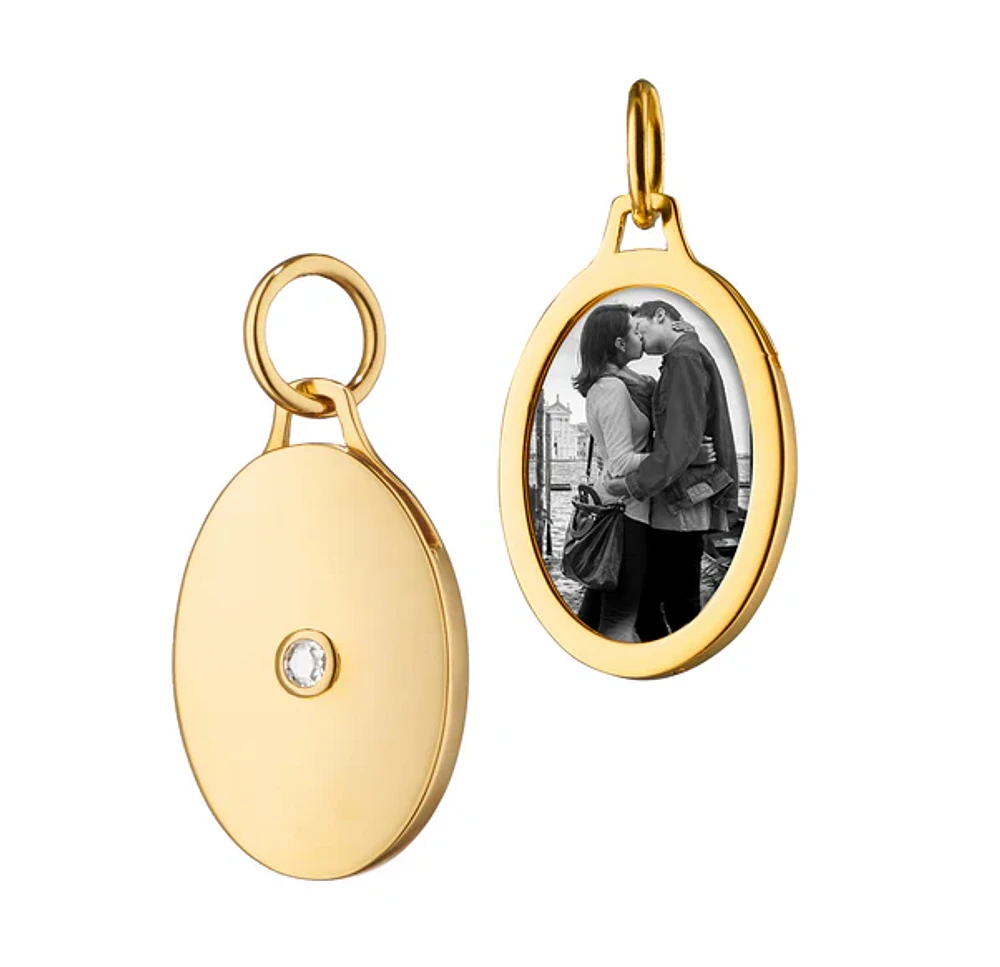 Oval Half Locket with Diamond Pendant