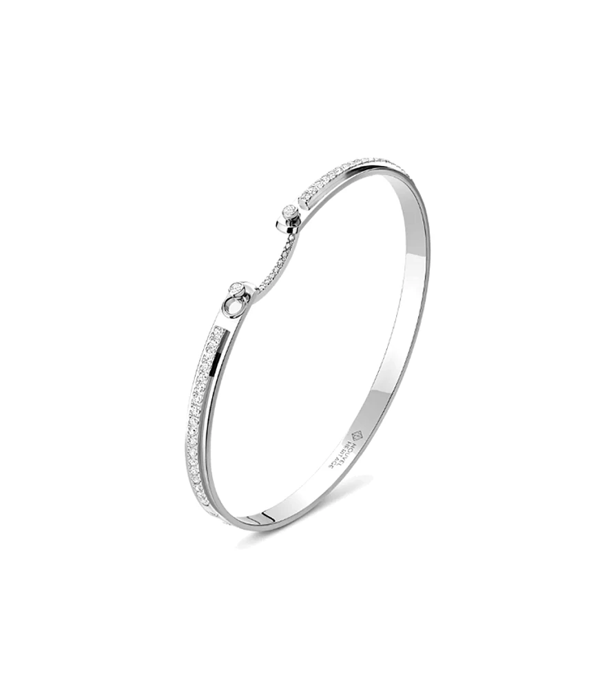 Tuxedo Mood Bangle in White Gold