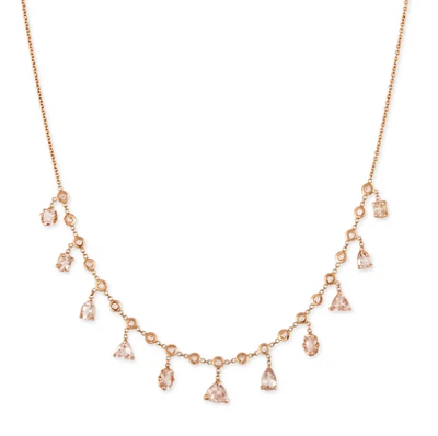 Multi Shape Morganite + Diamond Shaker Necklace