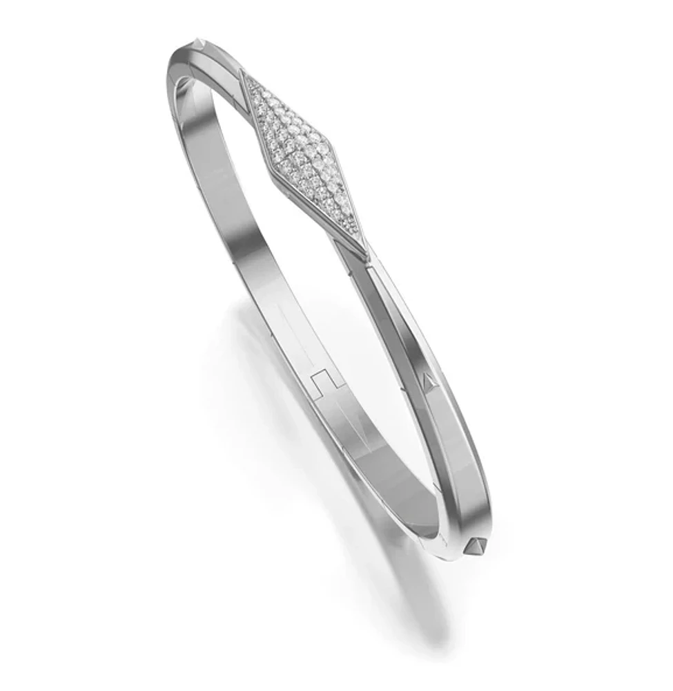 “Points North” Sterling Silver Cuff with Pavé Sapphire Clasp