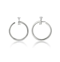 Sterling Silver Large "Galaxy Wrap Hoop" Earrings with White Sapphires