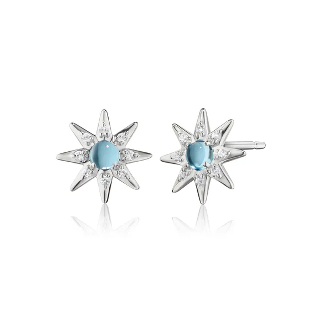 Blue Topaz & Sapphire Star Stud Earrings