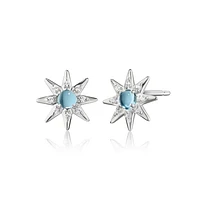 Blue Topaz & Sapphire Star Stud Earrings