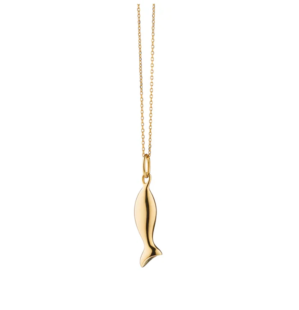 Mini "Perseverance" Fish 18K Gold Charm Necklace