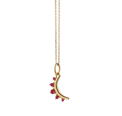 July Ruby "Moon" 18K Gold Birthstone Necklace