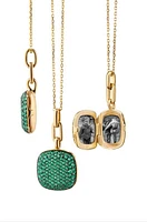 Slim "Rae" Locket Necklace With Emeralds