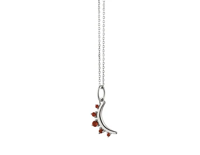 January Garnet "Moon" Sterling Silver Birthstone Necklace