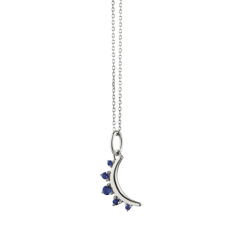 September Sapphire "Moon" Sterling Silver Birthstone Necklace