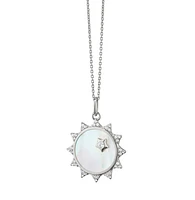 Mother of Pearl Sapphire "Happiness" Sun Charm Necklace