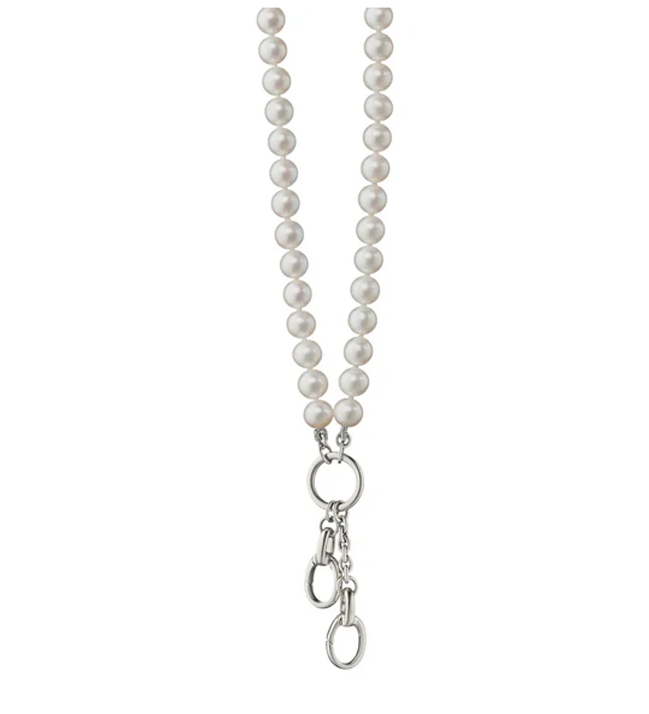 18" "Design Your Own" Sterling Silver Pearl Charm Chain Necklace, 2 Charm Stations