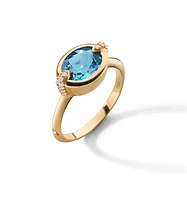 "Points North" Deep-Set Oval London Blue Topaz Ring