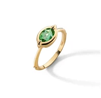 "Points North" Green Tourmaline Ring with Diamonds in 18K Gold