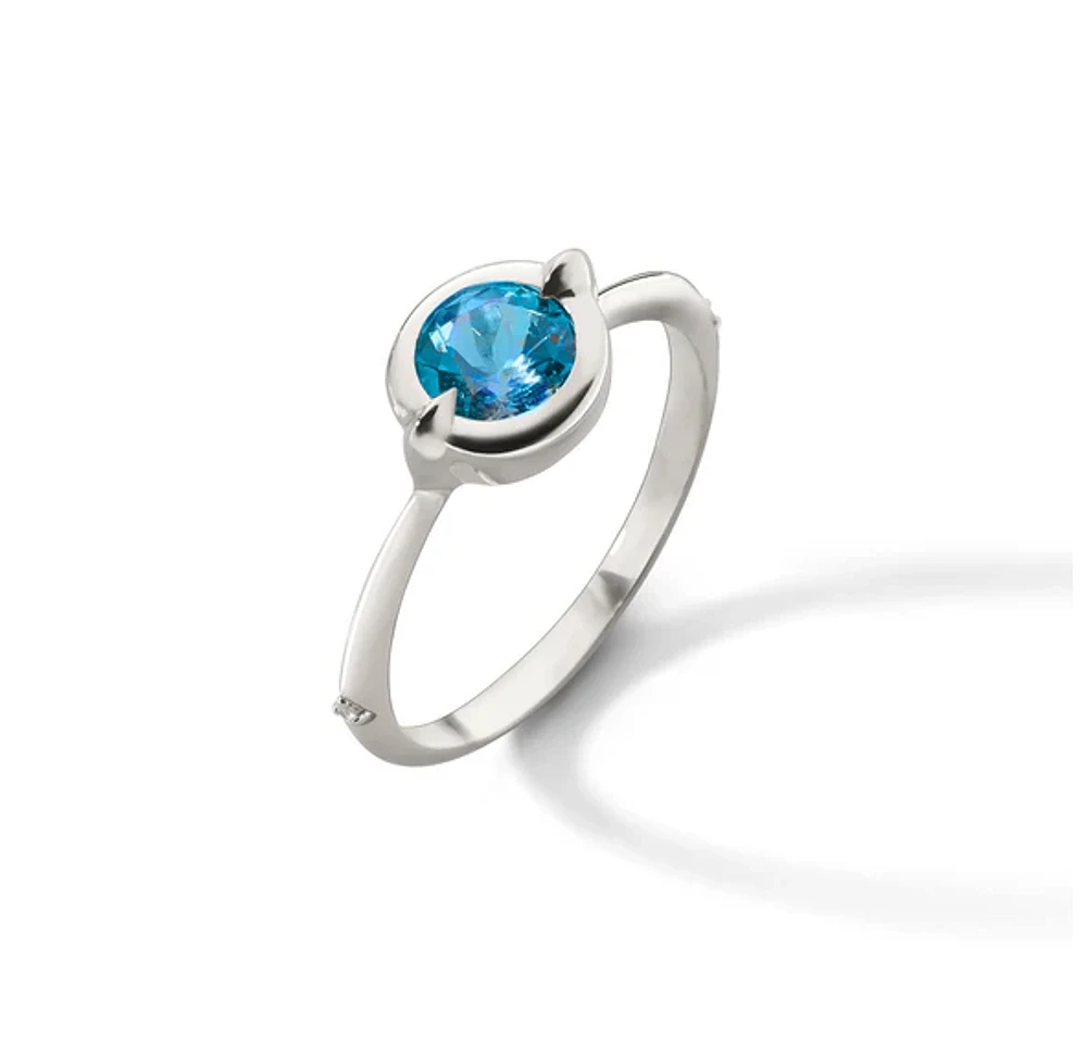 "Points North" Round London Blue Topaz Ring with White Sapphires