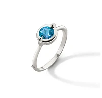 "Points North" Round London Blue Topaz Ring with White Sapphires