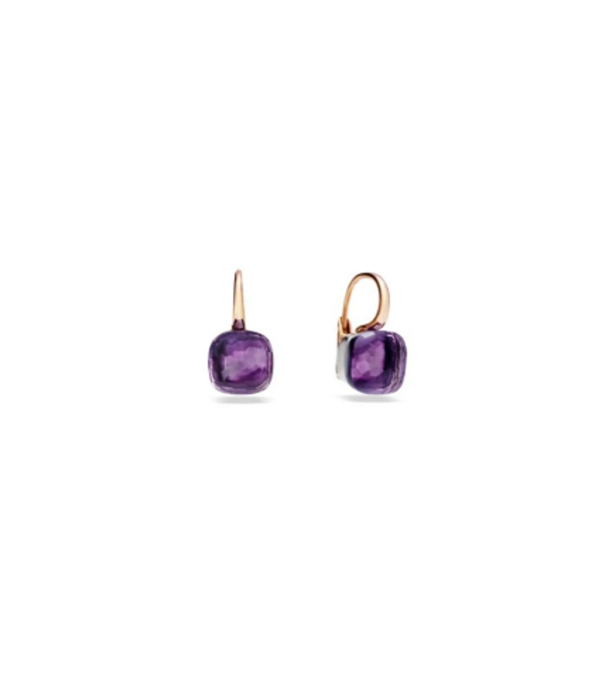 Nudo Petite In Rose Gold & White Gold Amethyst Drop Earrings