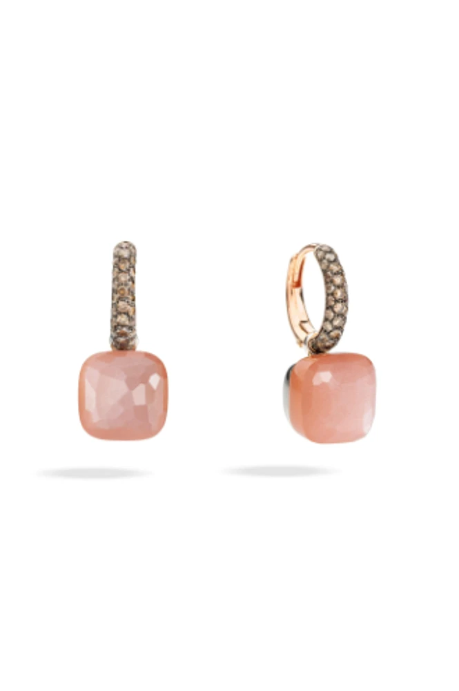 Nudo Classic Orange Moonstone & Brown Diamond Earrings