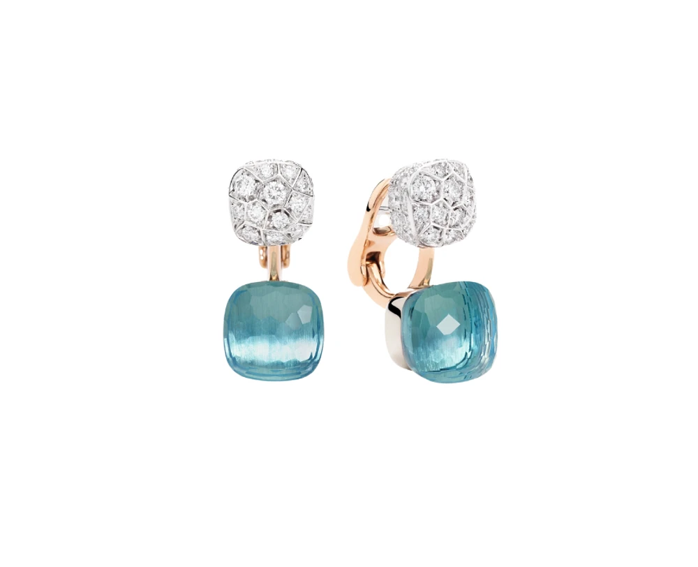 Nudo White Diamonds and Blue Topazes Earrings