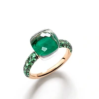 Nudo Prasiolite, Malachite & Tsavorite Ring Size 7 1/2