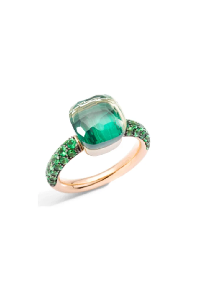 Nudo Prasiolite, Malachite & Tsavorite Ring