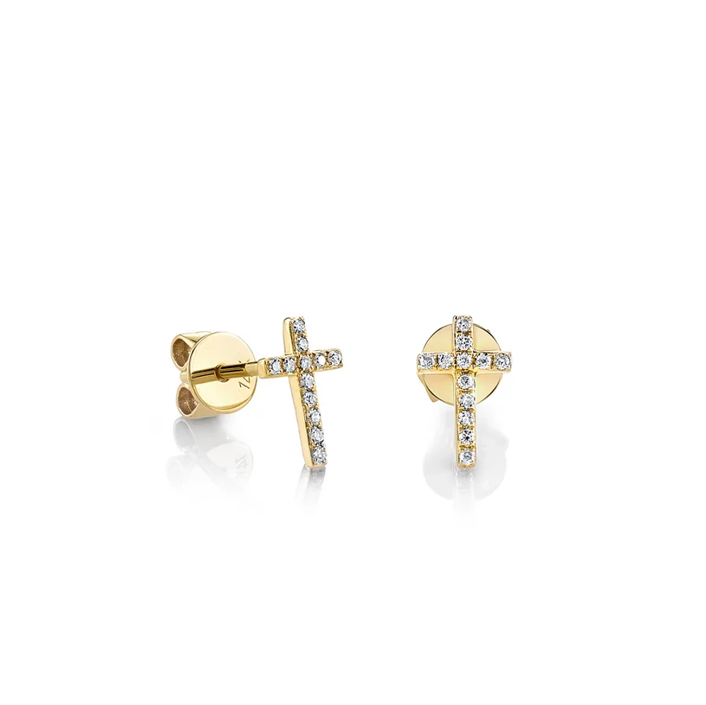 Gold & Diamond Small Cross Stud