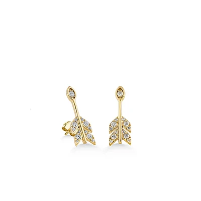 Gold & Diamond Marquise Eye Arrow Stud