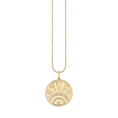 Gold & Diamond Small Luck Coin with Rays Charm