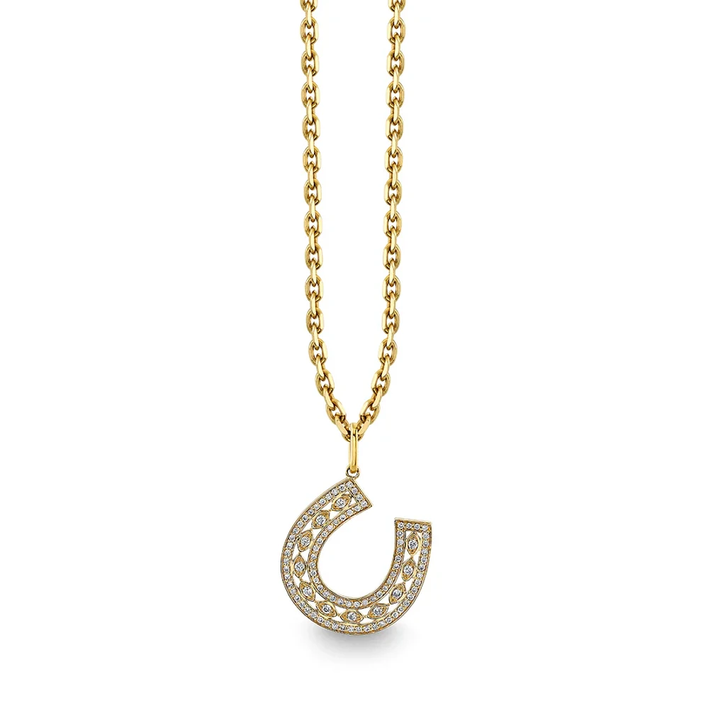 Sydney Evan 14K Yellow Gold Horseshoe Charm Necklace