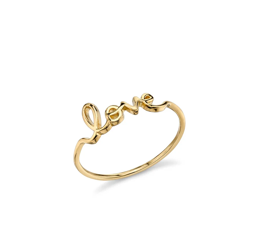 Gold & Pavé Diamond Love Ring Size 6