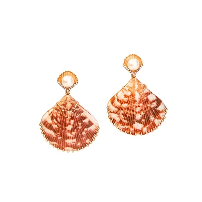 Orange Pecten Shell Earrings