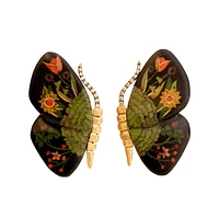 Black Maquetry Butterfly Earrings