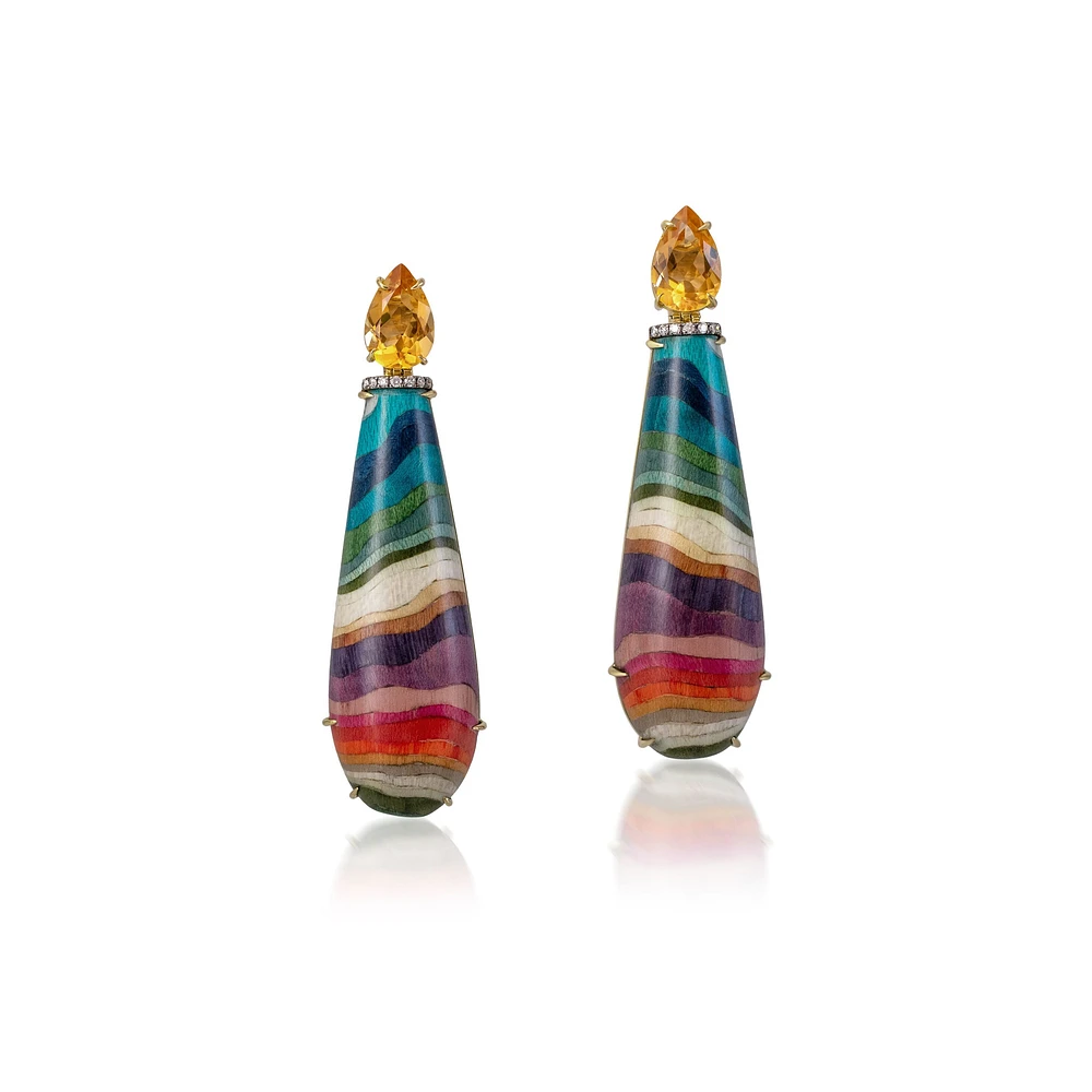 Marquetry Rainbow Drop Earrings