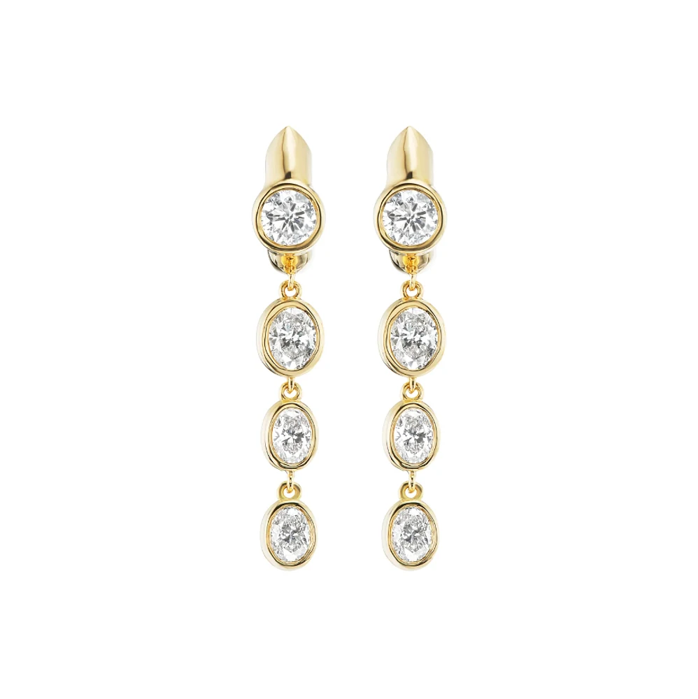 Single 3 Diamond Tusk Drop Earring