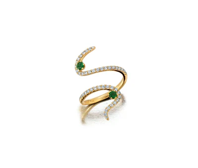 Emerald & Diamond Swirl Ring