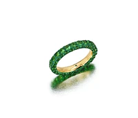 Tsavorite & Green Rhodium 3 Sided Ring