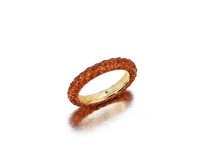 Citrine & Orange Rhodium 3 Sided Ring