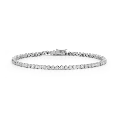 Lulu Jack Bezel Tennis White Gold Bracelet