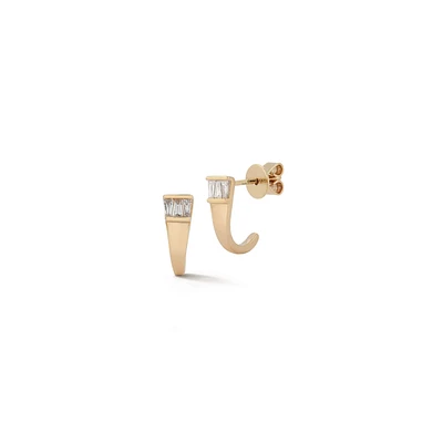 Sadie Pearl Tapered Baguette Diamond Huggies