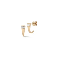 Sadie Pearl Tapered Baguette Diamond Huggies