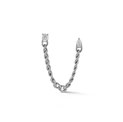 Taylor Elaine White Gold Cuban Chain Single Stud