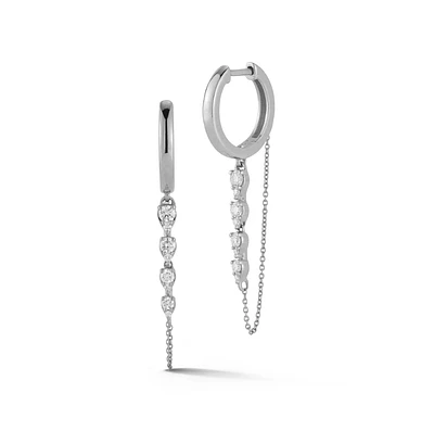 Sophia Ryan Graduating Teardrop White Gold Chain Huggies