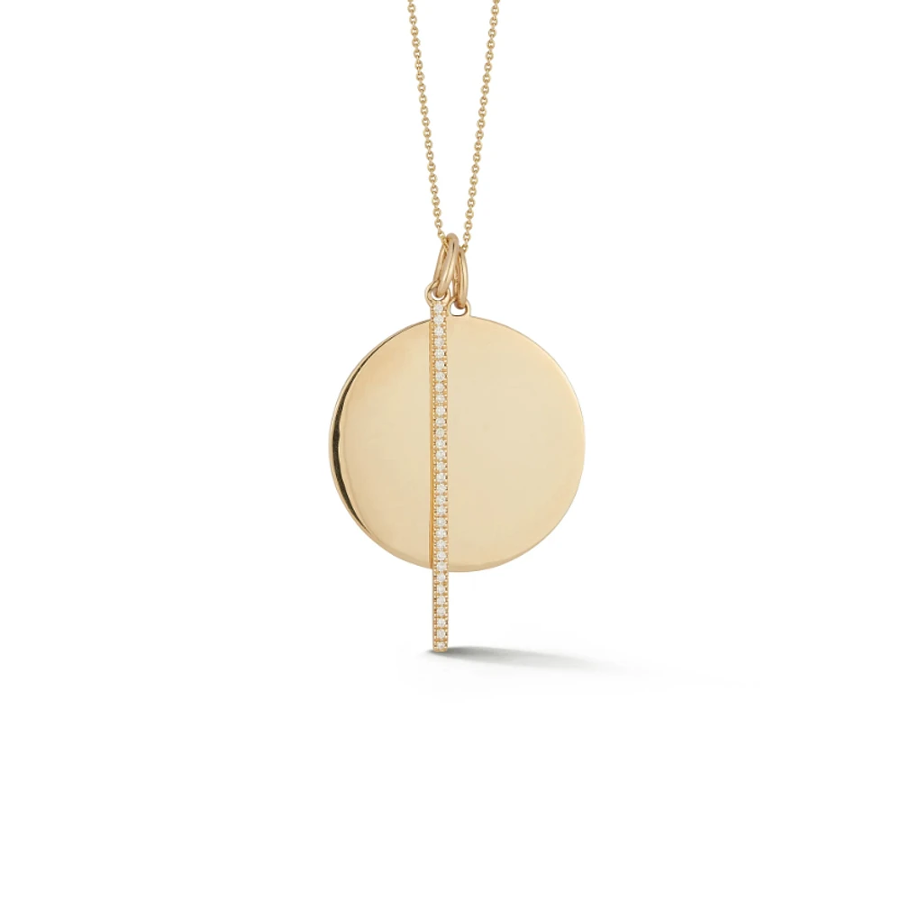 Sylvie Rose Disc and Pavé Bar Gold Necklace