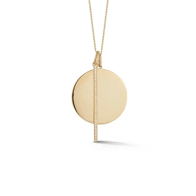 Sylvie Rose Disc and Pavé Bar Gold Necklace
