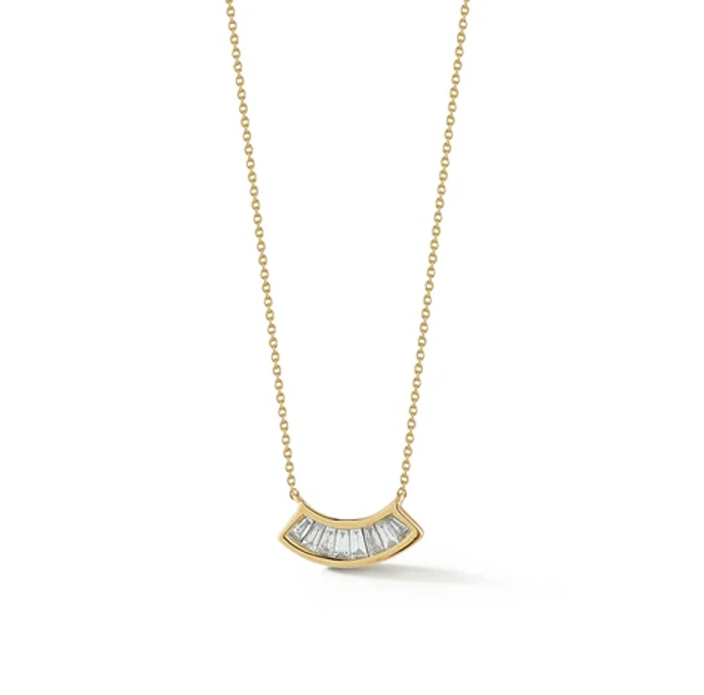 Sadie Pearl Channel Set Baguette Fan Necklace