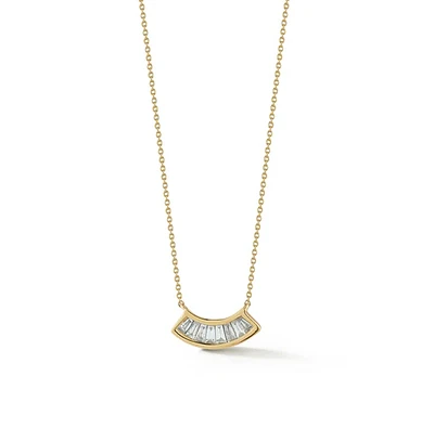 Sadie Pearl Channel Set Baguette Fan Necklace