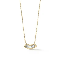 Sadie Pearl Channel Set Baguette Fan Necklace