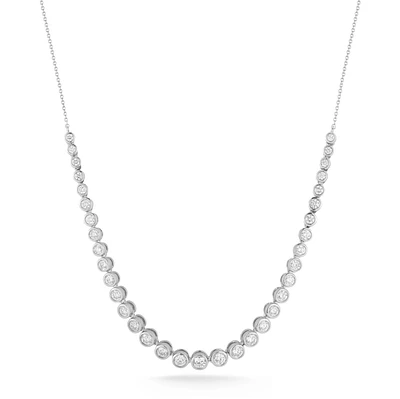 Lulu Jack Graduating Bezel Tennis White Gold Necklace