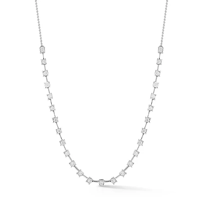 Ava Bea Interval White Gold Tennis Necklace 16'