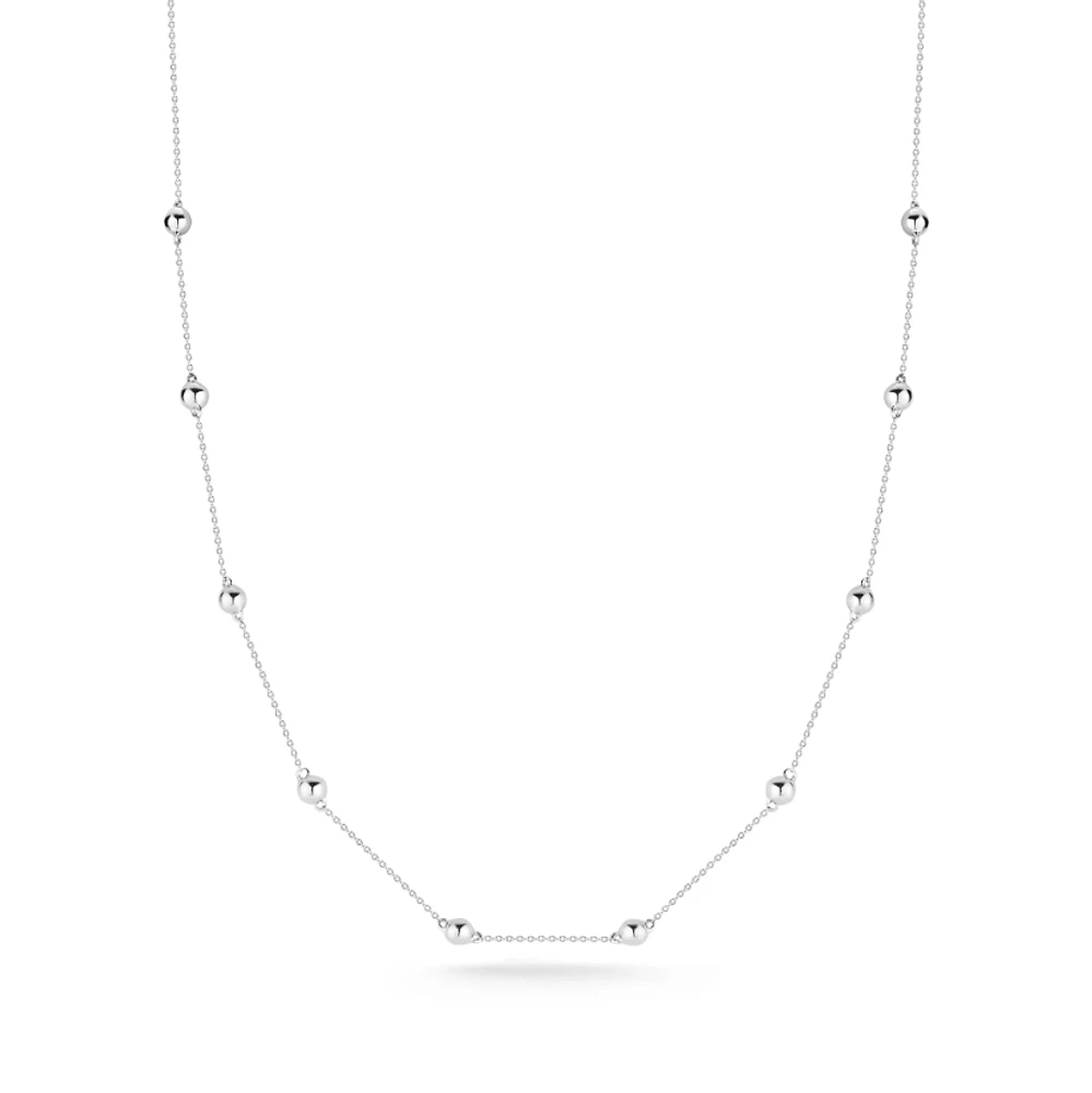 Poppy Rae Pebble Station White Gold Necklace