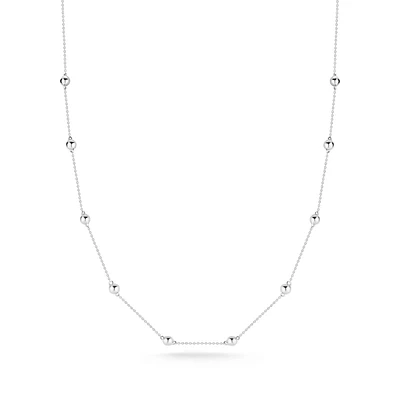 Poppy Rae Pebble Station White Gold Necklace